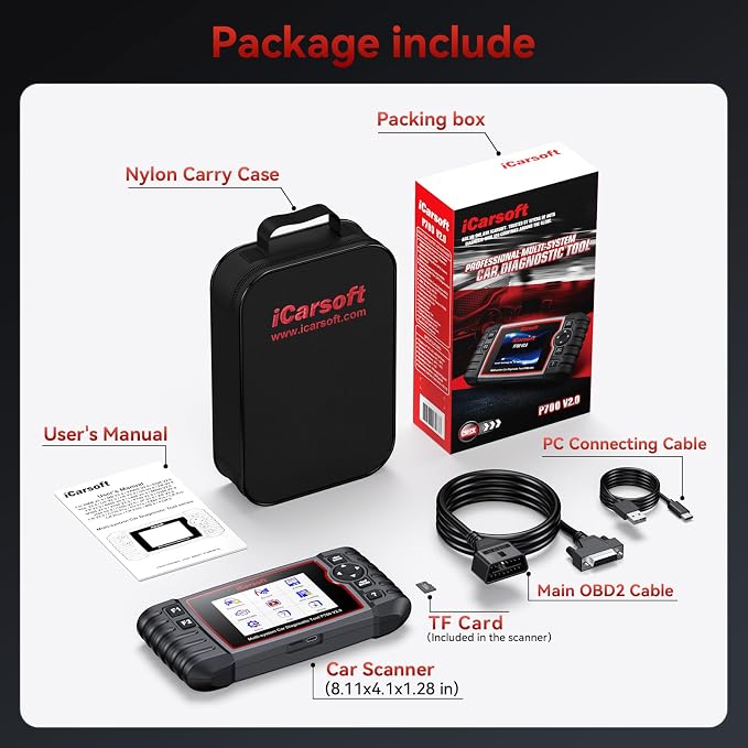 iCarsoft Auto Diagnostic Scanner P700 V2.0 for Porsche with Engine/Transmission/ABS/Airbag Diagnosis Scan,OBD2 Code Reader with Oil Reset EPB ETC+Battery/O2 Sensor/EVAP Test