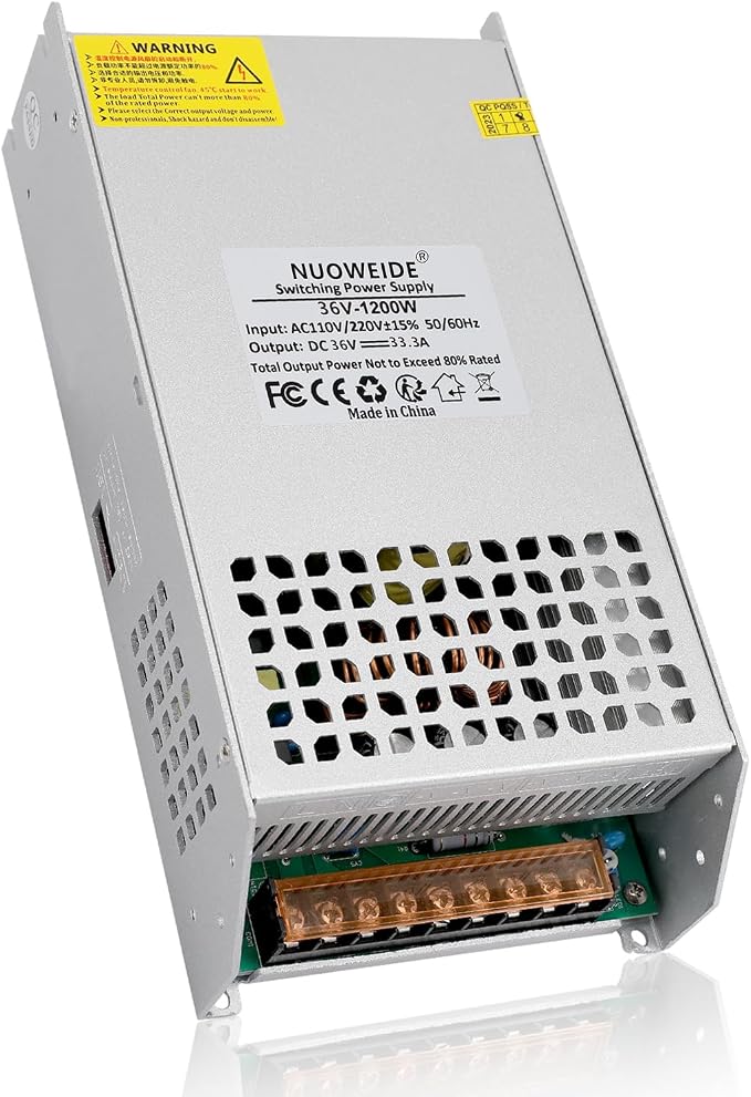 DC 36V 33.3A 1200W Power Supply, 110V AC to DC 36V Converter 1200w Switch Power Supply Transformer for Winch, Car Jack, LCD Monitor, CCTV, Car Stereo and More