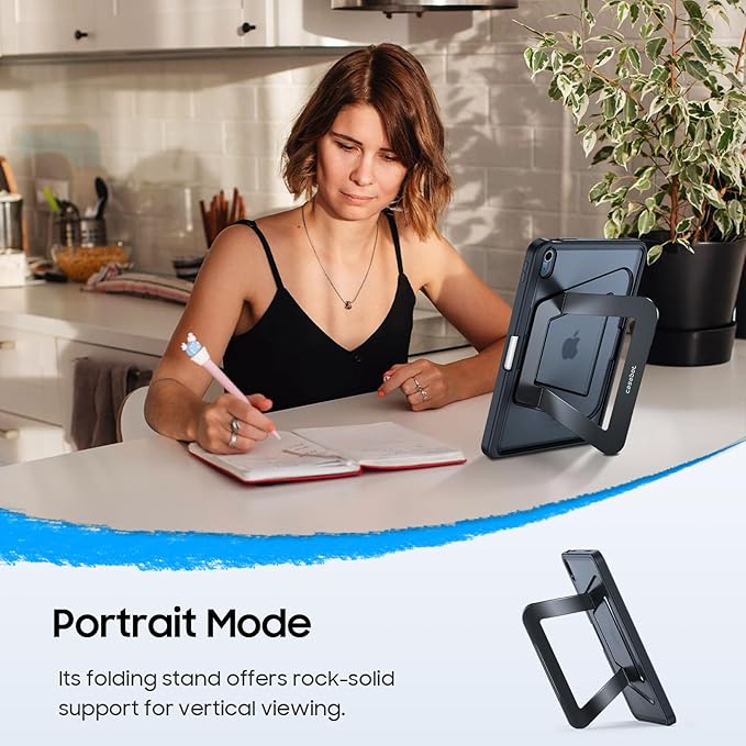 Fintie Shockproof Case for iPad (A16) 11th Generation 11 Inch (2025), iPad 10th Generation 10.9 Inch (2022) - [Built-in Pencil Holder] Slim Frosted Protective Cover with Multi-Angle Kickstand, Black