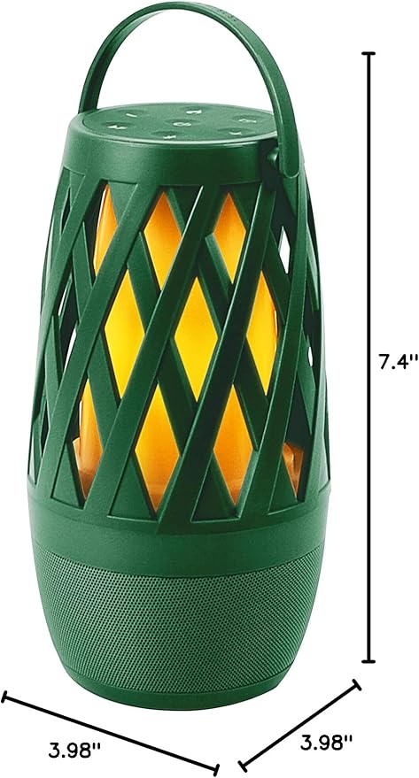 Limitless TikiTunes Pro Portable Bluetooth 10-Watt Speaker with 3-Mode LED Flame Light, Pair up to 100 Speakers, 4000 mAh Battery for iPhone/iPad/Android (Forest Green)