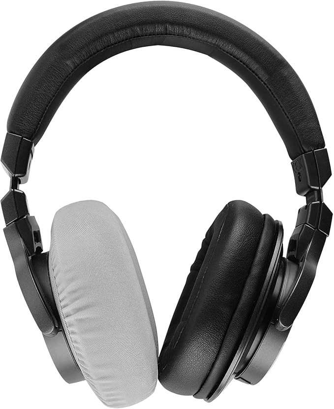 Geekria 2 Pairs Flex Fabric Headphones Ear Covers - Product Safety Certified - Washable & Stretchable Earcup Protectors for Over-Ear Headsets, Sweat Pads for Gym, Gaming (Size M/Grey)