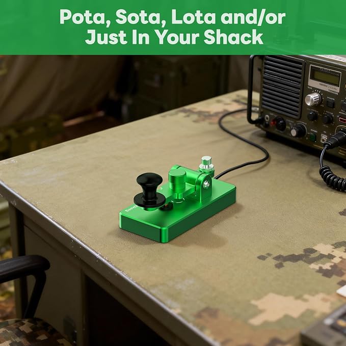 Putikeeg Classical Morse Mini Code Key Morse Code Paddle Key Aluminum Alloy Mini-Key Morse CW Portable Key Morse Practice Key Green