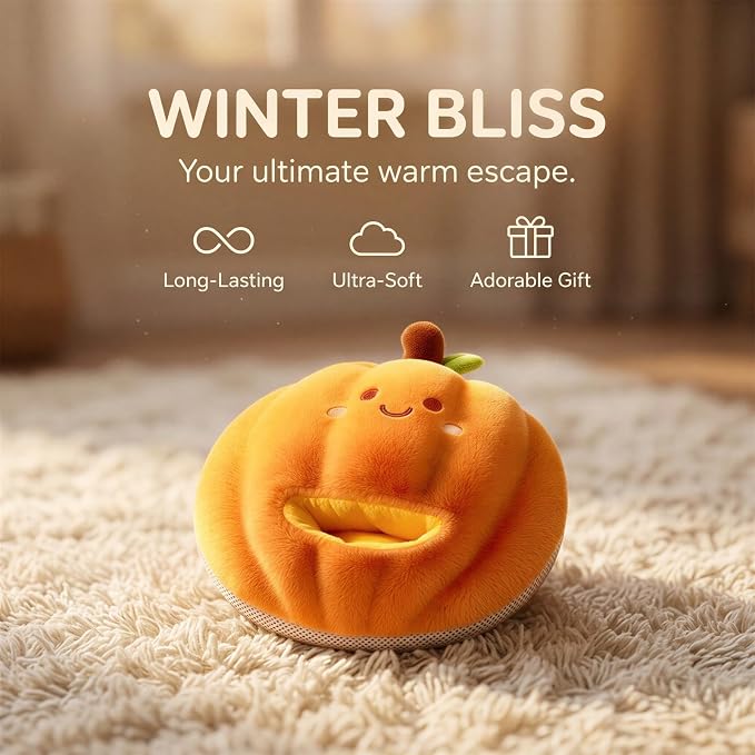 Electric Foot Warmer, Rechargeable Superconducting Water Heating Pumpkin Plush Warmer, 149 ℉ Constant Heating for 14 Hours, for Office Home Bedroom, Winter Birthday Present