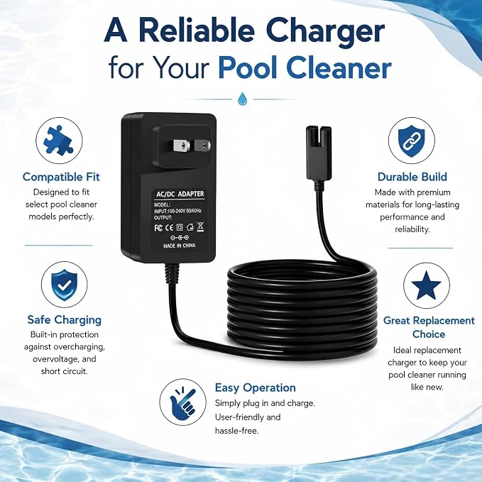 25.2V Charger, for Gosvor Robotic Pool Cleaners; Compatible with the Gosvor Pivot 21.6V Battery wall Charger