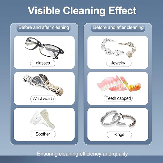 Granbo Ultrasonic Cleaner 800ML Ultrasonic Jewelry Cleaner 40kHz with Knob Timer, 304 Stainless Steel Sonic Cleaner, 110V Ultrasonic Parts Cleaner for Denture Dental Oral Irrigator Parts Glasses