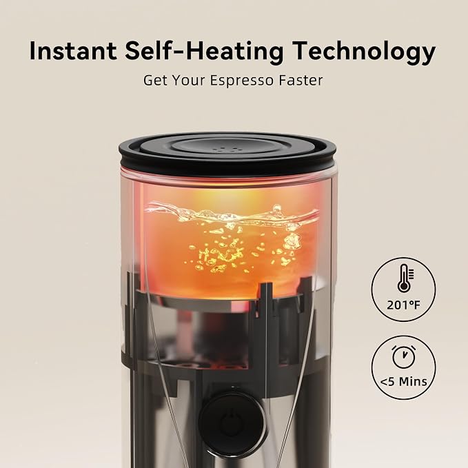 CERA+ PCM03 Portable Espresso Maker,Self-Heating Electric Mini Coffee Machine, 20-Bar Pressure,Compatible with NS Capsules & Fine Grind,Coffee Maker for Outdoor Camping,Hiking,RV & Car, travel (Green)