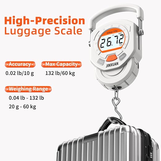 Fishing Scale 132lb/60kg Luggage Scale Digital Fish Scale with Backlit LCD Display, Fish Weight Scale Luggage Weight Scale Hanging Scale with 4 Units USB Cord, Fishing Accessories Fishing Gift