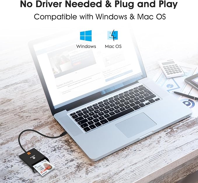 ZOWEETEK Type C CAC Reader, Smart CAC Card Reader USB C for DOD Military Common Access CAC, Compatible with Windows, Mac OS