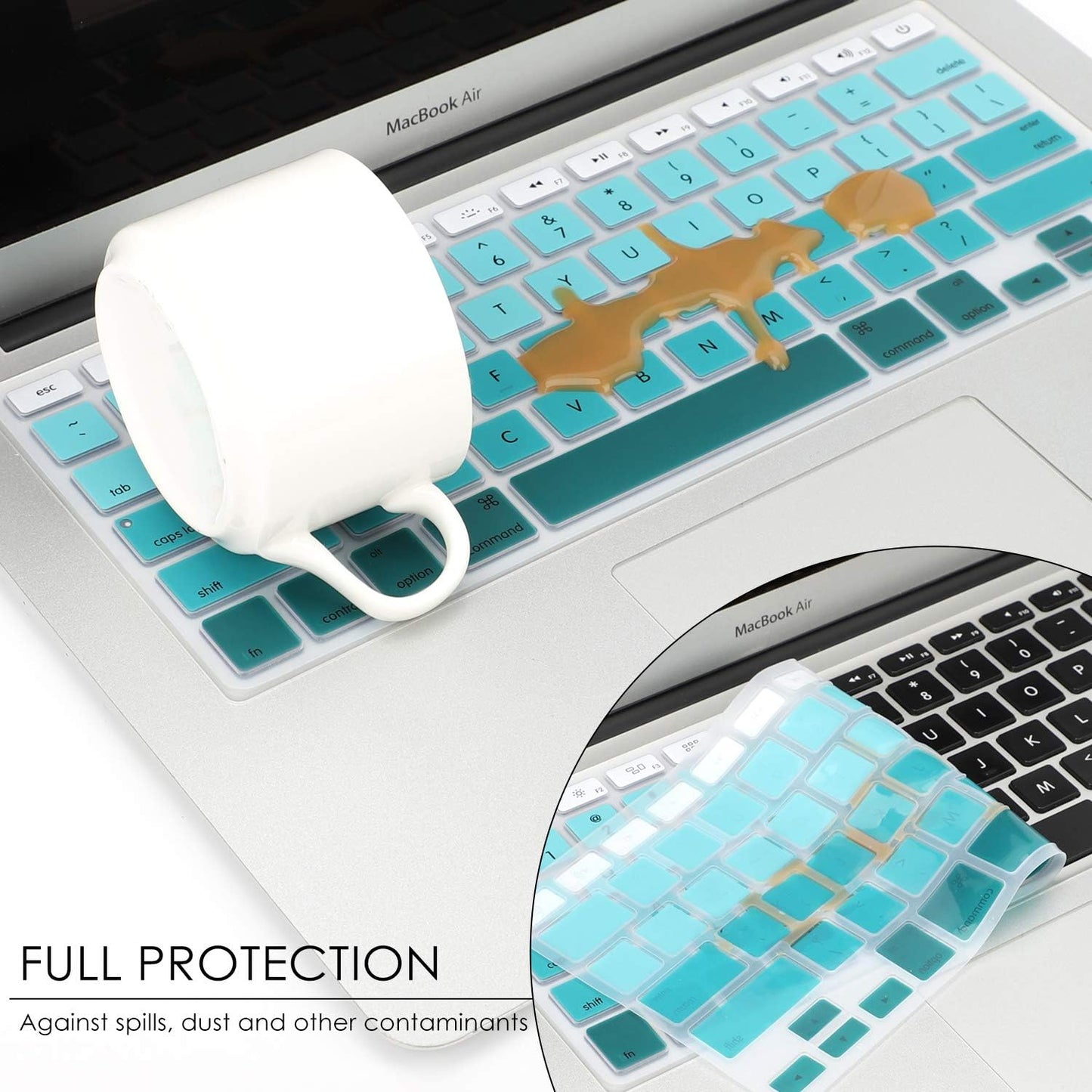 Allinside Green Ombre Keyboard Cover Skin for MacBook Pro 13" 15" 17" (2015 or Older Version), MacBook Air 13" A1369/A1466, Older iMac Wireless Keyboard MC184LL/B