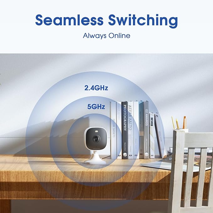 4MP Indoor Cameras for Home Security Outdoor, Home Security Camera System, 2.4g/5g Camera for House/Elder/Dog/Pet/Baby, Plug and Play, Support Card/Cloud (Not Included), 9.84ft Wire, 2PCS