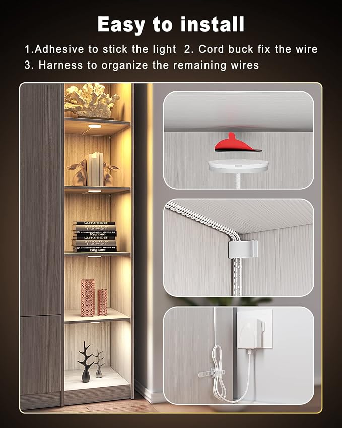 MYPLUS Smart Under Cabinet Lights, Dimmable Puck Lights Compatible with Alexa and Google Home,WIFI Controlled Adjustable Color Temperatures and Smart CCT LED Light Fixture(2.75 inch-4PCS)