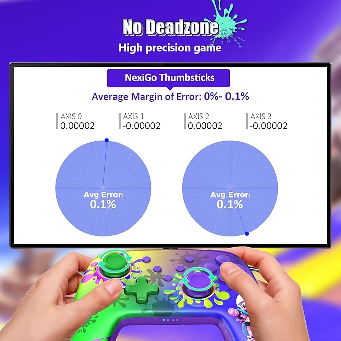 NexiGo Wireless Controller (No Deadzone) for Switch 2 and Switch, Bluetooth Controllers for Nintendo Switch with Vibration, Motion, Turbo and LED Light (Inkling)