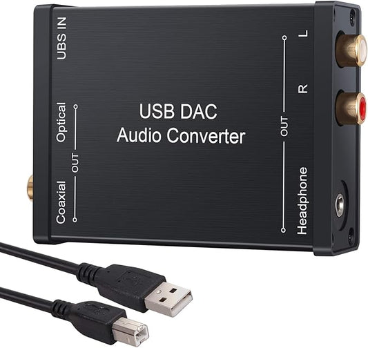 LiNKFOR USB to SPDIF Coaxial RCA and 3.5mm Headphone Jack Converter - Optical Audio Adapter - PCM for Windows, Mac, PS4, PS3