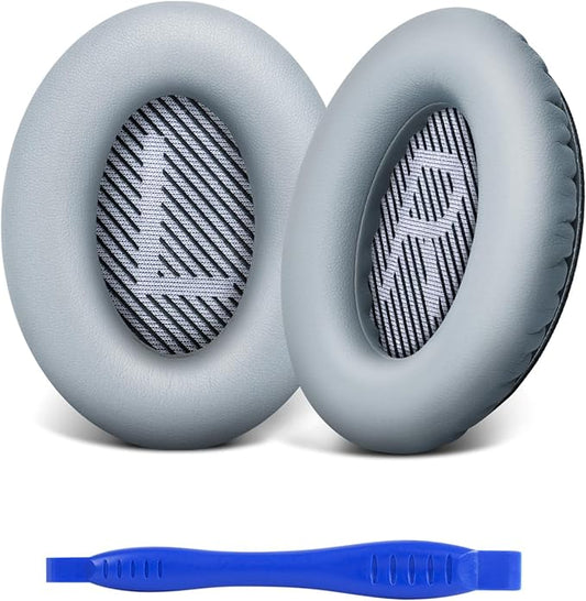 Link Dream Replacement Ear Cushions for Bose Quiet Comfort 35 Soft Protein Leather Replacement Ear Pad for Bose QC 35/25 / 15 QC2 / Ae2 / Ae2i / Ae2W / Sound Link/Sound True (Light Grey)