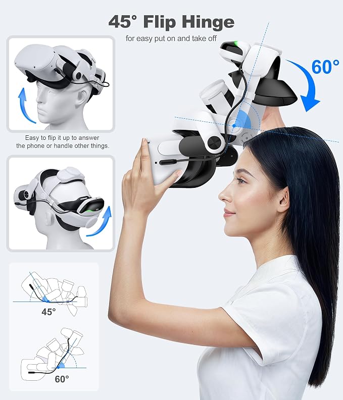 Battery Head Strap for Meta Quest 3/3S/2 with Magnetic, Detachable & Hot-Swappable 6700mAh×2 Batteries and Charging Dock, Extends 4–6H Playtime, Comfortable VR Headset Strap - MQ4002
