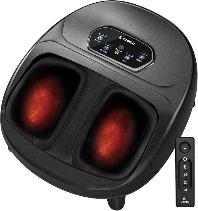 CuPiLo Foot Massager with Heat, FSA Eligible HSA Upgraded Full Foot Shiatsu Massage for Neuropathy, Remote Control Multi-Level Settings, Feet Massager for Plantar Fasciitis, Birthday Gifts for Women