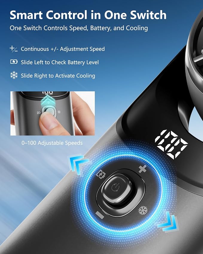 Mini Handheld Portable Turbo Fan with Cooling Plate, Pocket Size Metal Fan Rechargeable with 100 Speeds, Digital Display, 180° Adjustable Head for Travel Outdoor, Gifts for Women, Men