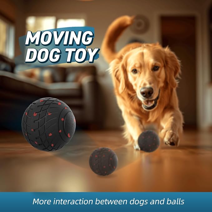 HETOO Automatic Dog Ball that Keeps Dogs Chasing, 3.2 Inch Black | Waterproof ETPU Construction with 3 Play Modes for Interactive Indoor Outdoor Fun with Dogs Over 20lbs Moderate Chewers