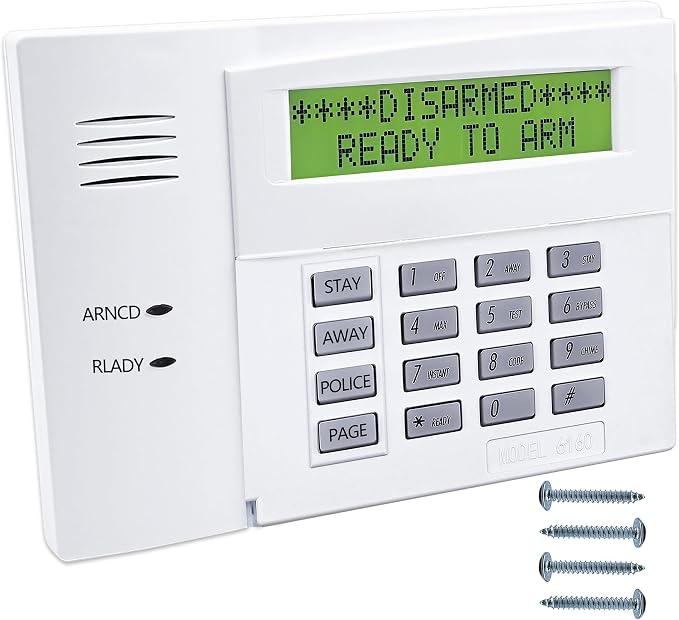 6160 Custom Alpha Alarm Keypad Display, Compatible with Honeywell VISTA-20P/15P/10P and Ademco Systems, Addressable Wired Security Keypad, Replacement for Ademco 6160 Keypad