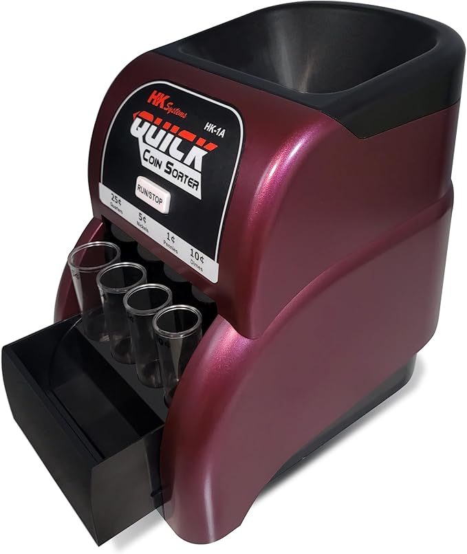 HK SYSTEMS HK-1A, USD Coin Sorter, Sorts 260 Coins Per Minute into Coin Wrappers, 1 Row Coin Wrapper Tubes Included
