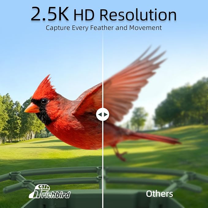Smart Bird Feeder with Camera Solar Powered, 2.5K HD Birdwatching Camera with Free AI Bird Identification, Instant Notifications & Auto Video Capture, for Dad Granpa Birdlovers, Brown
