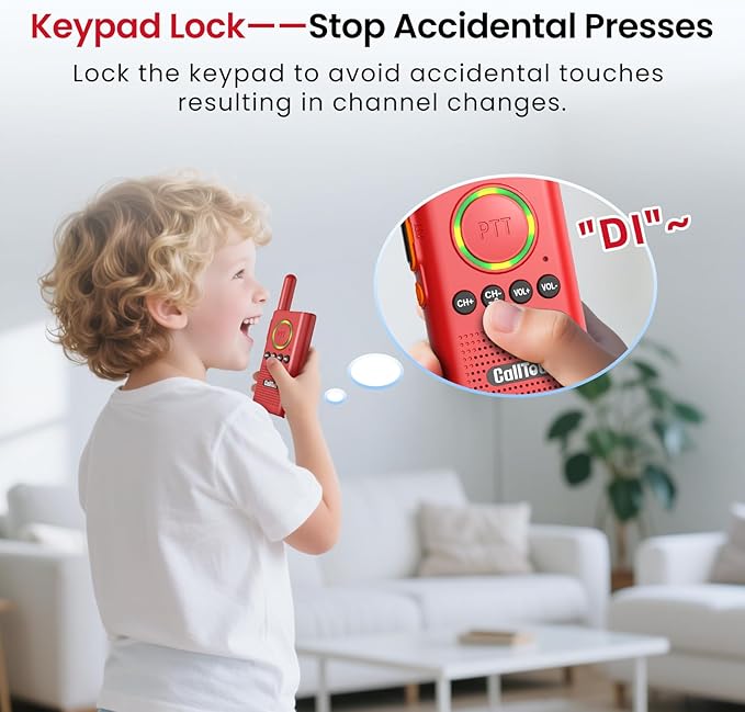 CallToU 2 Way Intercom for Elderly 3300FT Rechargeable 1000mAh Battery, VOX, Ideal for Caregivers & Emergencies Intercoms Wireless for Home/Outdoor Family Communication, Red