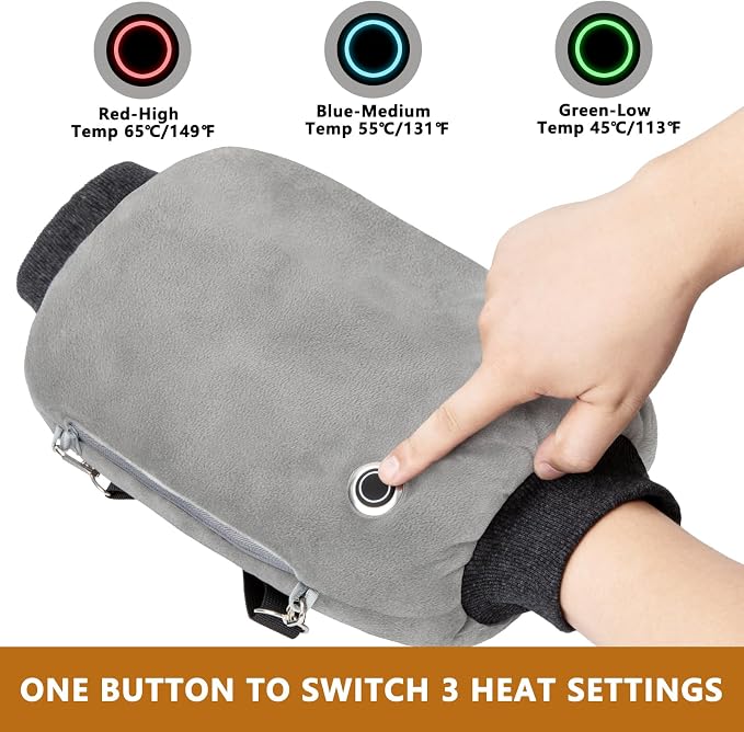 Hand Warmers Rechargeable, 10000mAh Electric Heated Gloves Portable Graphene Handwarmers Pouch with 3 Levels & Double-Sided Heating for Hunting Camping Golf Xmas Gifts for Women Men