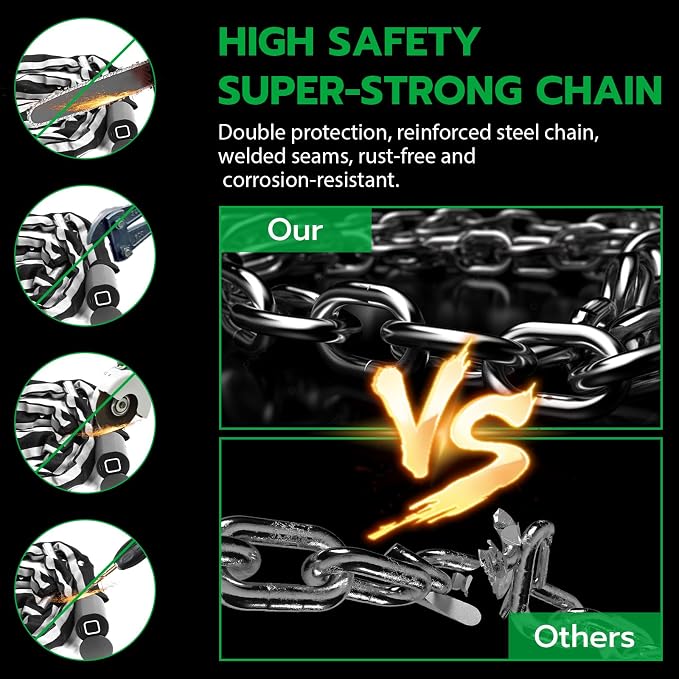 Electric Smart Bike Chain Lock - Heavy Duty Anti-Theft, Fingerprint & App Unlock, Escooter Accessories With Waterproof Bag for Bicycle, Scooter, Motorcycle, Gates C61