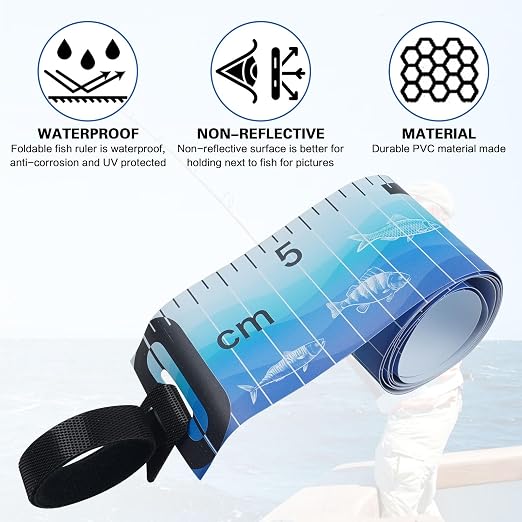 Pack of 1 Foldable Fishing Tape Measure Waterproof Fishing Length Ruler Measurement Tool