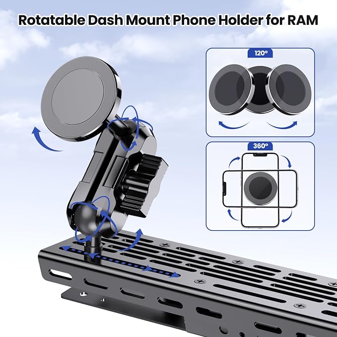 Stainless Steel Phone Mount for 2022-2026 Ford F150 Lightning Flash/Lariat/Platinum - All-Metal Shakeproof Dash Holder for EV Pickup with 15.5" Screen - Ford F150 Lightning Phone Mount