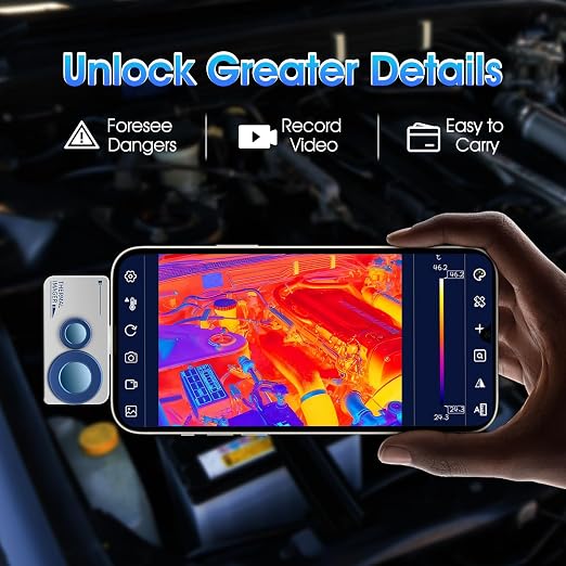Mini Thermal Imaging Camera for Android 256x192 IR Resolution,640x480 Super Resolution Thermal Imaging Camera -15°Cto 600°C TEM Range for Smartphones(not for iOS) IP54
