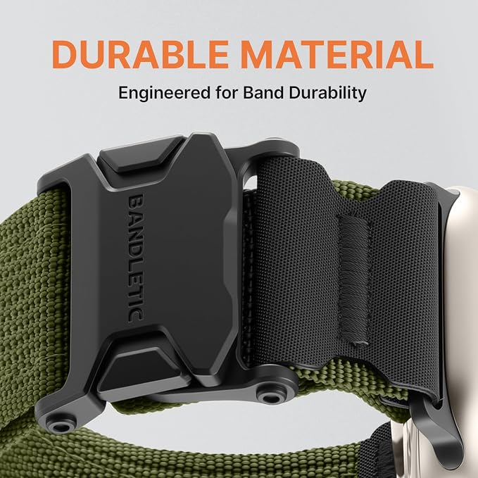 Bandletic Slim Bands Compatible with Apple Watch Series 11 10 46mm Band for Men - Rugged Tactical Strap with Magnetic Buckle for iWatch Ultra 3(49mm), Series 9/8/7(45mm), SE3/6/5/4(44mm), 3/2/1(42mm)