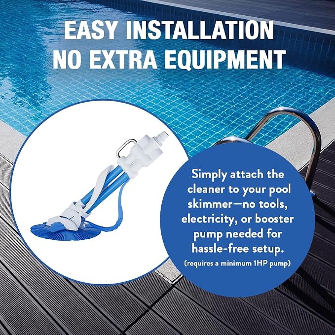 Doheny's ProVac Plus Automatic Suction Swimming Pool Cleaner | Cleans from Waterline to Pool Bottom | Regulator Valve Automatically Adjusts Flow | No Tools or Electricity Needed | Above Ground Pools