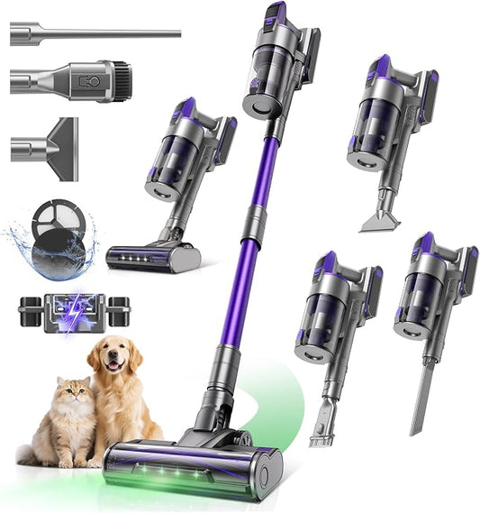 Cordless Vacuum Cleaner 60,000Pa,70 Min 150,000PRM Vacuum Cleaner, 18-Layer Filtration Vacuum, Self-Standing Vacuum Cleaners for Home with 1600ml Cup for Pet Hair Carpet Hardwood Floor Car X18