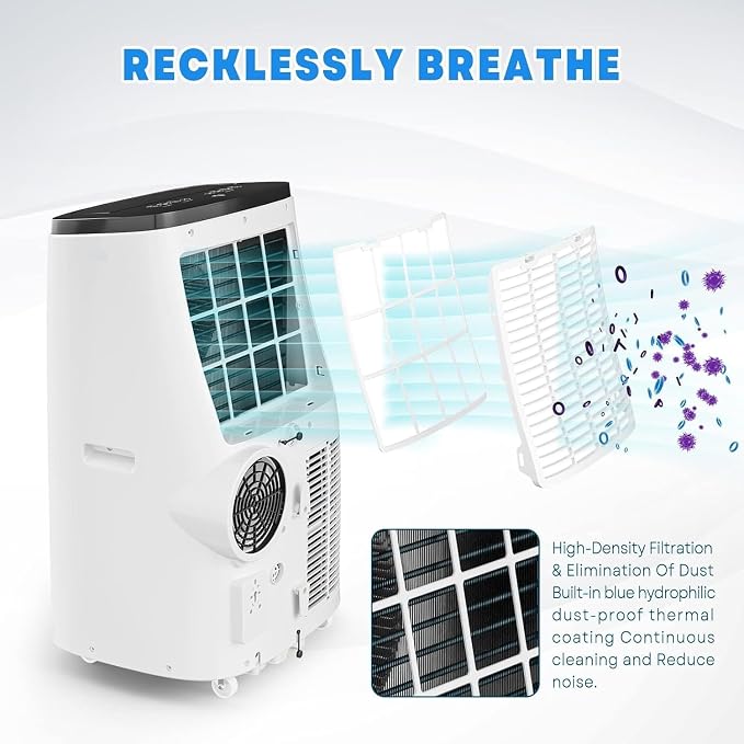 14000 BTU Portable Air Conditioners, 4-in-1 Cooling, Dehumidifier, Fan and Sleep, Quiet Operation, Remote&24H Timer, Window Kit, Cools Rooms up to 750 Sq.Ft, for Bedroom, Office