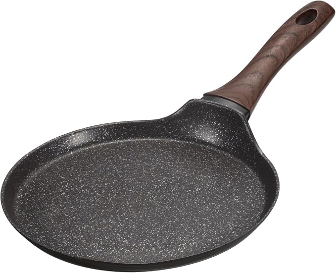 MsMk 11 inch Nonstick Crepe Pan, Ceramic Nonstic Coating Flat Skillet Dosa Tawa Tortilla Pan, Large Pancake with Stay-Cool Handle, Induction Compatible, PFOA Free