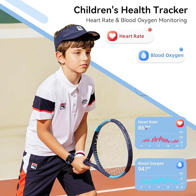 Smart Watch for Kids with Find My, 1.83" Fitness Tracker Watch No APP No Phone Needed, Pedometer, Heart Rate, Sleep Monitor, IP68, Puzzle Games for Girls Boys Teens 5-16, Gift, Blue