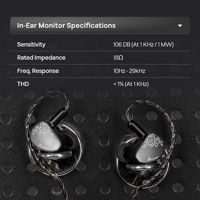 Kiwi Ears Cadenza II in Ear Monitor, 10mm Titanium Dynamic Driver IEM Earphone with KARS 2.0 for Precise Tonal Balance - CNC Aluminum Panel with Detachable 2-Pin Cable for Musicians (Blue)