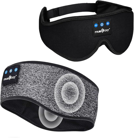 MUSICOZY Bluetooth 5.4 Sleep Headphones Sports Headband Headphones, Wireless Earphones Music Sleep Earbuds for Side Sleepers Sleeping Eye Mask for Women Men Workout Running Cool Unique Gifts