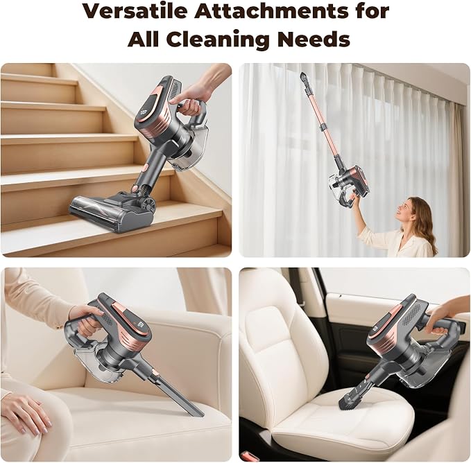 N16 Cordless Vacuum Cleaner, Lightweight Vacuum Cleaners for Home with Powerful Suction, 2600mAh Battery with 45 Mins Runtime, Rechargeable Stick Vacuum Cordless for Hardwood Floor Carpet Pet Hair
