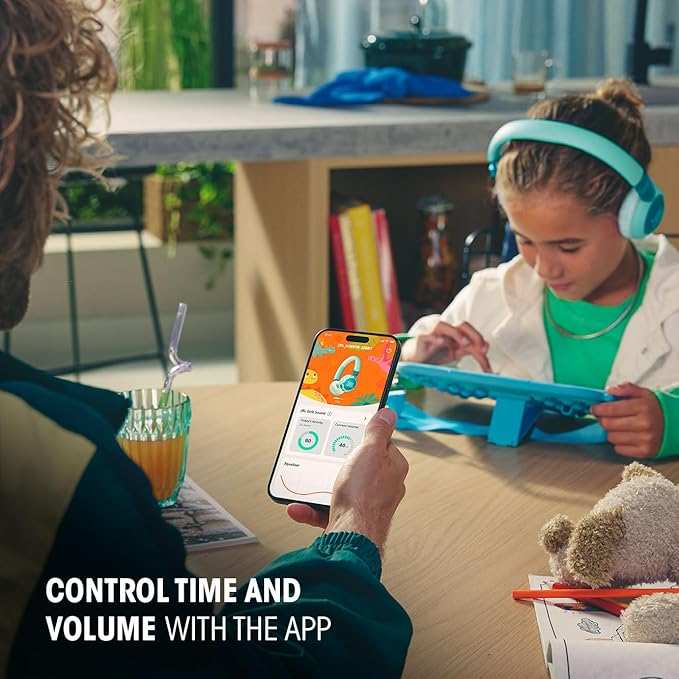 JBL Junior 320BT - Wireless on-Ear Kids Headphones with JBL Safe Sound (<85dB), Fit for Kids, Parental Control with Customizable Volume & Playtime and 50Hr Battery Life (Purple)