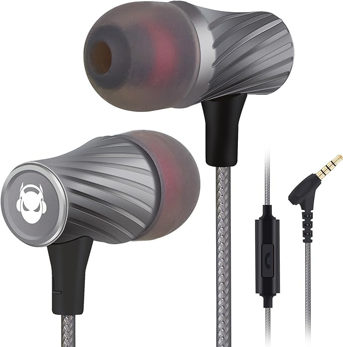 MINDBEAST Wired Earbuds with Microphone Super Bass Sound, Noise Isolation, Lightweight Cable Headphones for Running, Office, Travel, Gaming, Durable and Tangle-Free Ear Buds Earphones with 3.5mm Jack