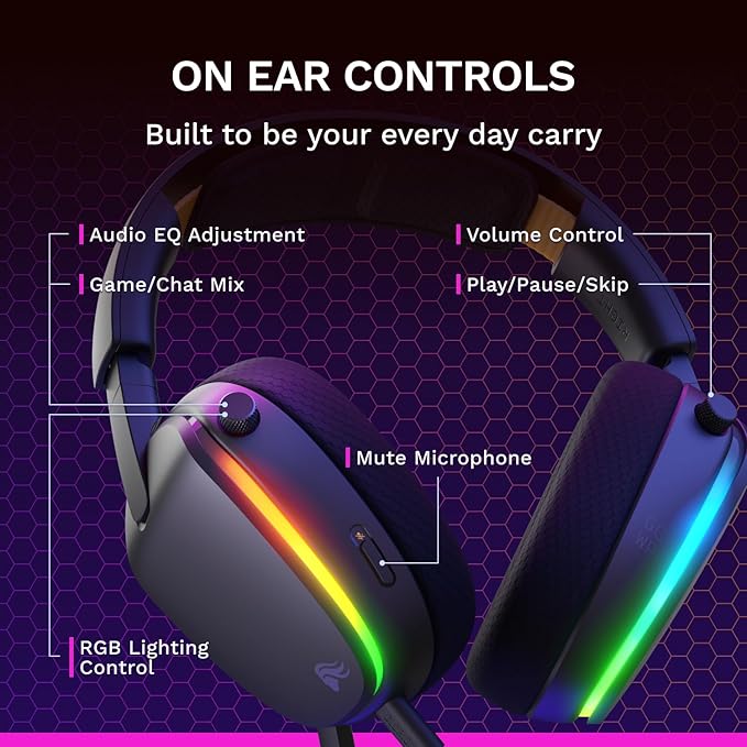 GLORIOUS GHS Eternal RGB - Stereo RGB Gaming Headset for PC, PS5, PS4, Switch - Custom Tuned Angled Drivers, Adjustable Crystal Clear Detachable Mic, USB-C - Durable, All Day/Night Comfort - Black