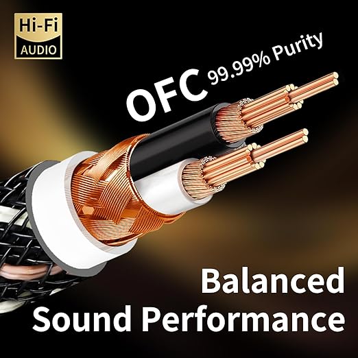 3.28ft Audiophile HiFi Audio RCA Cables-RCA to 3.5mm,15 AWG,4N OFC Core,Gold-Plated Plug,with Nylon Braid,Subwoofer Cable,Compatible with Speaker,Amplifier,Home Stereo(3.28ft/1m)