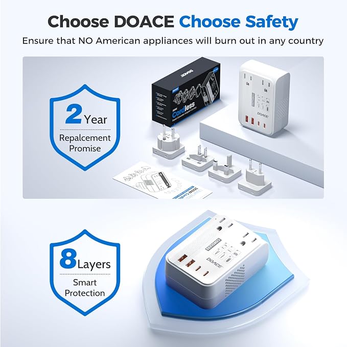 Upgraded 350W Voltage Converter US to Europe for Hair Straightener Shaver Toothbrush CPAP Camera Cell Phone - 220V to 110V Converter for European Travel, Power Converter Adapter Combo with PD Chargers