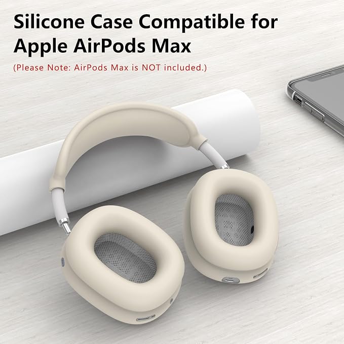 Silicone Case Cover for AirPods Max Headphones,Ear Pad Case Cover/Ear Cups Cover/Headband Cover for AirPods Max 2/1 (2026/2024/2020)(USB-C/Lightning),Silicone Accessories for Apple AirPods Max 2,Stone