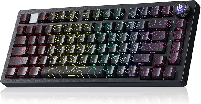 LEOBOG x Aula HI75C Pro Mechanical Aluminum Keyboard, Tri-Modes 75% TKL RGB Backlit Buletooth Creamy Wireless Keyboard with Hot Swappable for MAC/Window/Andriod/PC Gaming - Turquoise Switch, Black