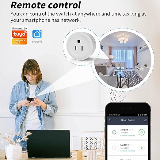 Mengshen Smart Plug Home WiFi Outlet with App Remote Control Compatible with Alexa & Google Home Smart Socket with Timer Function 16A 2.4GHz WiFi Only No Hub Required