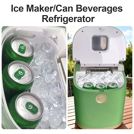 Countertop Ice Maker Machine, 9 Ice Cubes Ready in 5 Mins, 12V Ice Maker in Car, 30lbs in 24Hrs, 4 Sizes Ice Support, Portable Ice Maker with Basket and Scoop, for Car/Home/Kitchen/Camping/RV