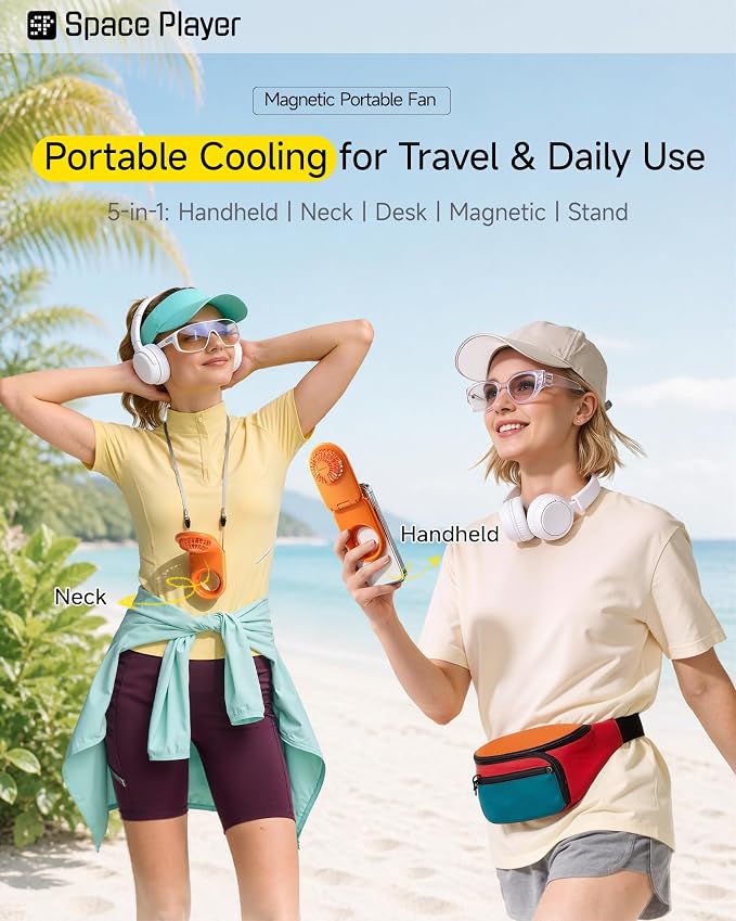 MagSafe Magnetic Cooling Fan for iPhone & Android, Space Player Portable Phone Cooling Fan with LED Light, Rechargeable Mini Handheld Fan, 3-in-1 Magnetic Desk Fan for Gaming, Travel & Outdoor Purple
